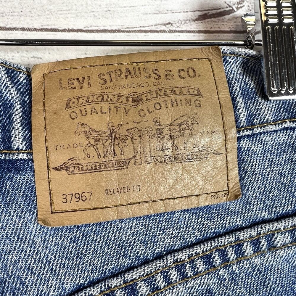 VINTAGE LEVI'S Shorts Women’s 7 Jr Blue Denim 950 Relaxed Fit Light Wash 90s - Picture 6 of 10